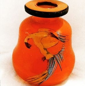 Hand Painted/Blown Orange Vase Jar
